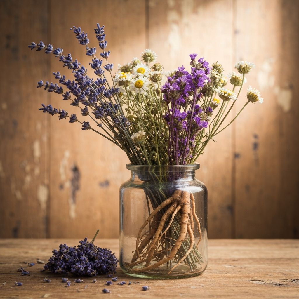 Collection of dried Alpine herbs